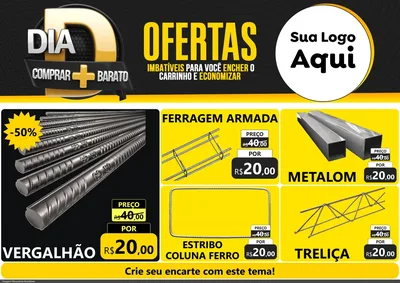 Modelo de Encarte para Encarte A4 Horizontal com o tema Dia D Mais Economia para Ferragens