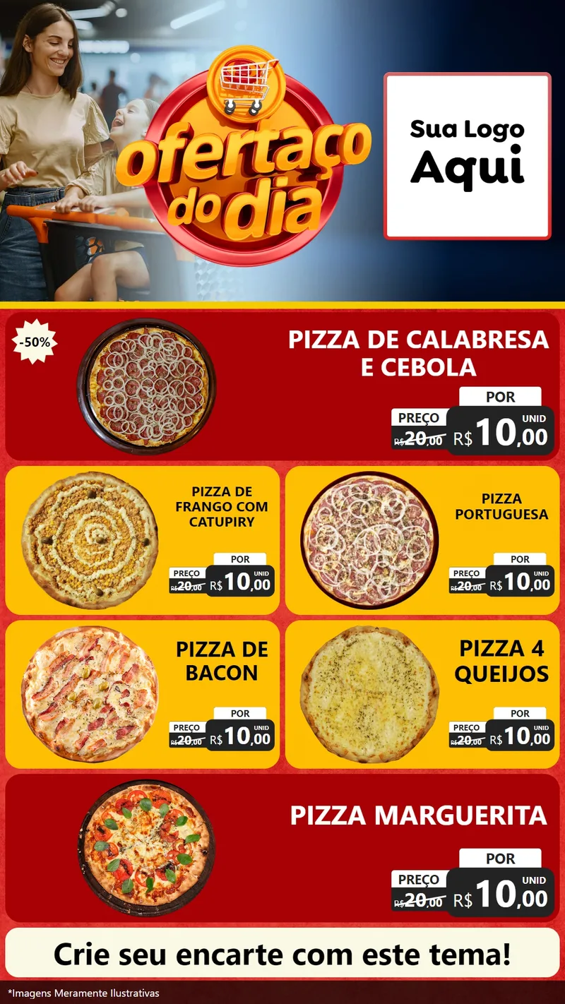 Modelo de TV para TV Vertical com o tema Ofertaço Do Dia para Pizzaria