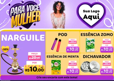 Modelo de Encarte para Encarte A4 Horizontal com o tema Para Você, Mulher para Tabacaria