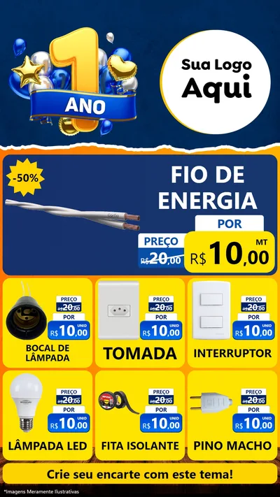 Modelo de Rede Social para Stories com o tema Um Ano de Aniversário para Materiais Elétricos
