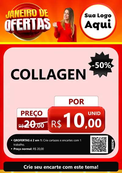 Modelo de Cartaz para Cartaz A4 Vertical com o tema Janeiro de Ofertas para Suplementos alimentares