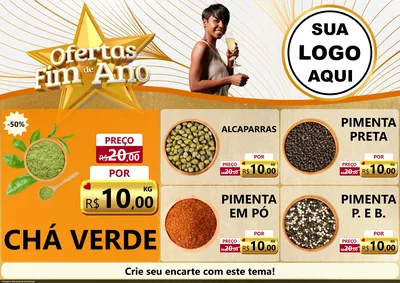 Modelo de Encarte para Encarte A4 Horizontal com o tema Ofertas Fim de Ano para Produtos Naturais