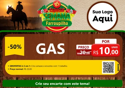 Modelo de Cartaz para Cartaz A4 Horizontal com o tema Especial Semana Farroupilha para Água e gás