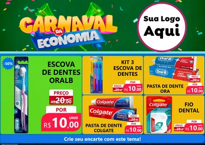 Modelo de Encarte para Encarte A4 Horizontal com o tema Carnaval da Economia para Higiene Pessoal