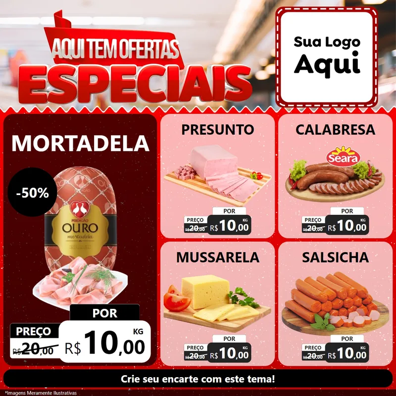 Modelo de Rede Social para Feed Facebook com o tema Aqui Tem Ofertas Especiais para Frios e Laticínios