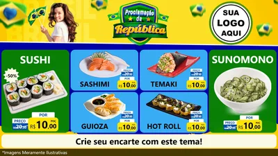 Modelo de TV para TV Horizontal com o tema Proclamação da República para Comida japonesa