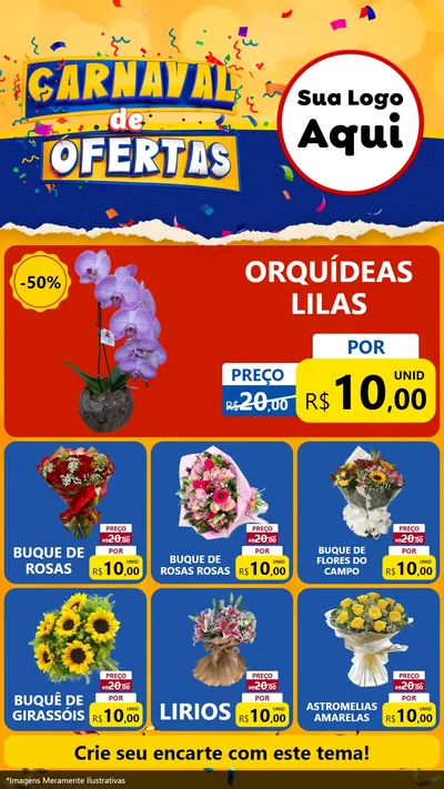 Modelo de Rede Social para Stories com o tema Carnaval de Ofertas para Floricultura e jardim
