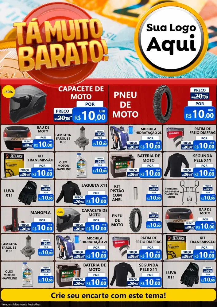 Modelo de Encarte para Encarte A4 Vertical com o tema Está Muito Barato para Moto peças