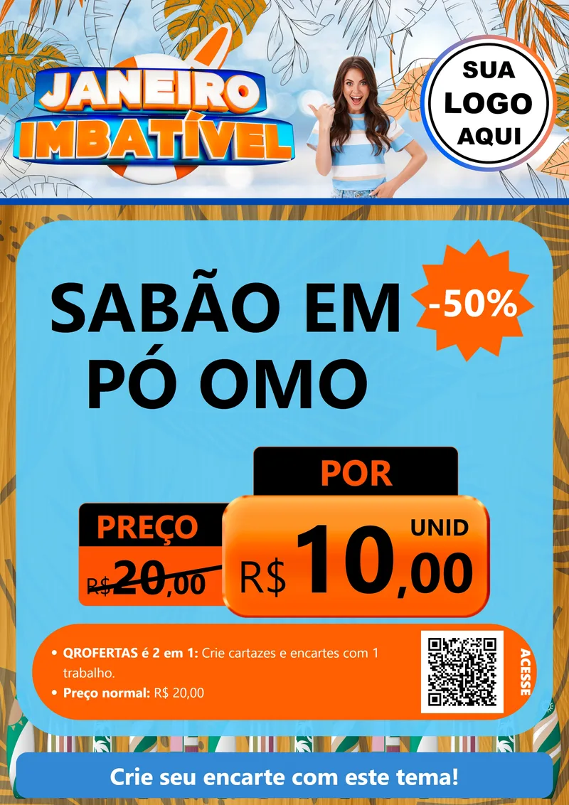 Modelo de Cartaz para Cartaz A4 Vertical com o tema Janeiro Imbatível para Produtos de Limpeza