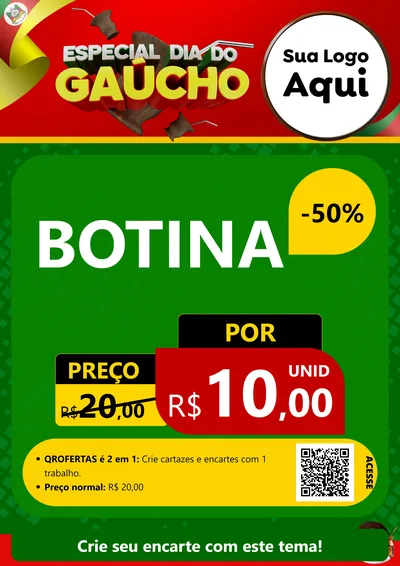 Modelo de Cartaz para Cartaz A4 Vertical com o tema Especial Dia do Gaúcho para Agropecuária