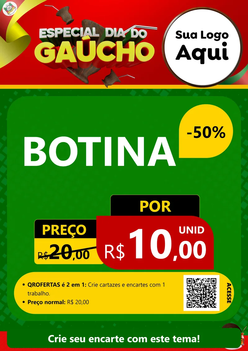 Modelo de Cartaz para Cartaz A4 Vertical com o tema Especial Dia do Gaúcho para Agropecuária