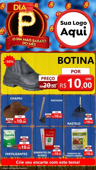 Modelo de Rede Social para Stories com o tema Dia P - O Dia Mais Barato Do Mês para Agropecuária