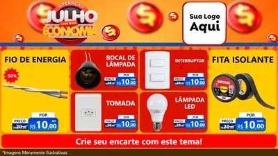 Modelo de TV para TV Horizontal com o tema Operação Julho Com Mais Economia para Materiais Elétricos