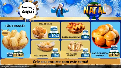 Modelo de TV para TV Horizontal com o tema Ofertas de Natal para Padaria
