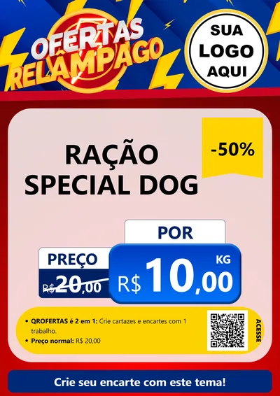 Modelo de Cartaz para Cartaz A4 Vertical com o tema Ofertas Relâmpago para Pet Shop