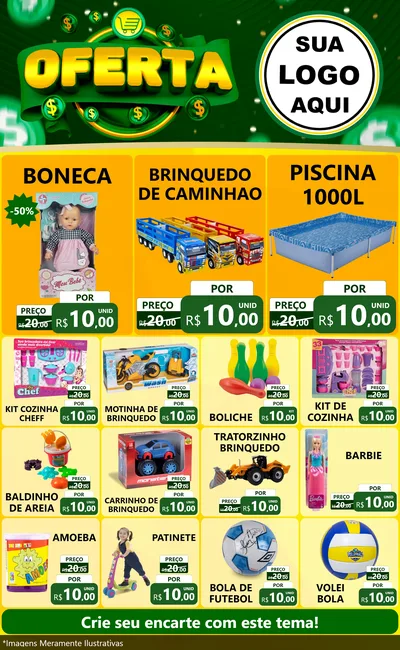 Modelo de Encarte para Encarte Grande com o tema Oferta para Brinquedos