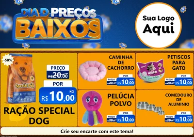 Modelo de Encarte para Encarte A4 Horizontal com o tema Dia D Preço Baixo para Pet Shop