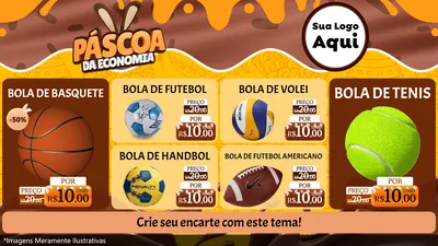 Modelo de TV para TV Horizontal com o tema Páscoa da Economia para Artigos Esportivos