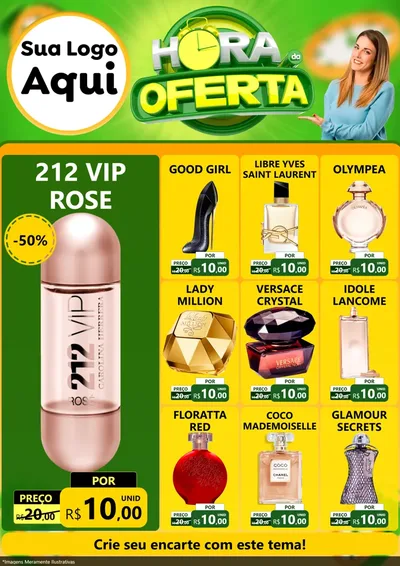 Modelo de Encarte para Encarte A4 Vertical com o tema Hora da Oferta para Perfumes