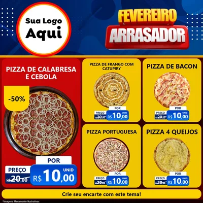 Modelo de Rede Social para Feed Facebook com o tema Fevereiro Arrasador para Pizzaria