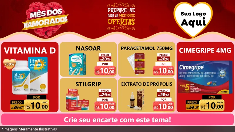 Modelo de TV para TV Horizontal com o tema Mês dos Namorados para Farmácia