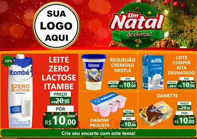Modelo de Encarte para Encarte A4 Horizontal com o tema Um Natal de Ofertas para Frios e Laticínios