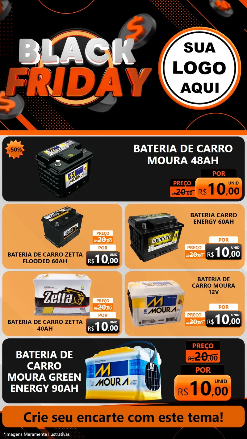 Modelo de TV para TV Vertical com o tema Black Friday para Baterias Elétricas