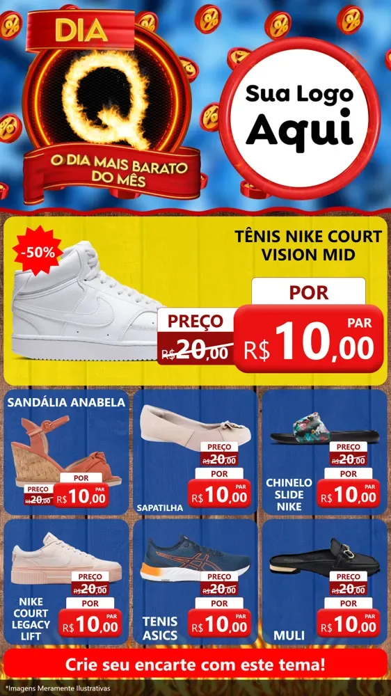 Modelo de Rede Social para Stories com o tema Dia Q - O Dia Mais Barato Do Mês para Calçados