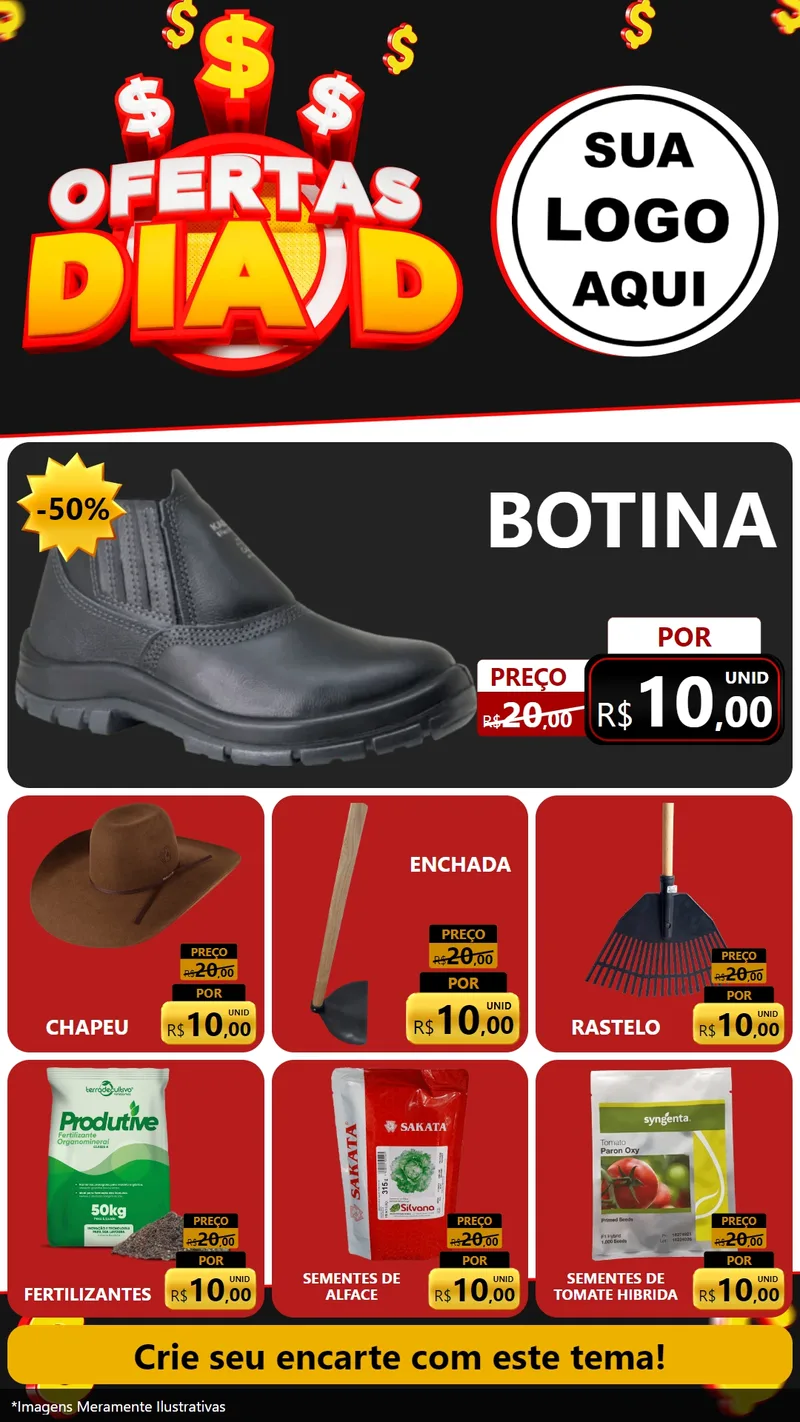 Modelo de Rede Social para Stories com o tema Ofertas Dia D para Agropecuária