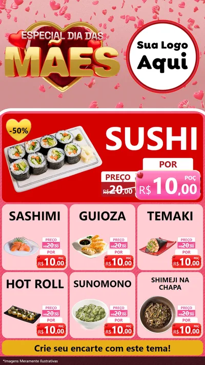 Modelo de Rede Social para Stories com o tema Especial Dia Das Mães para Comida japonesa