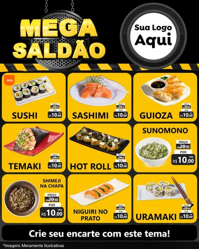 Modelo de Rede Social para Feed Instagram com o tema Mega Saldão para Comida japonesa