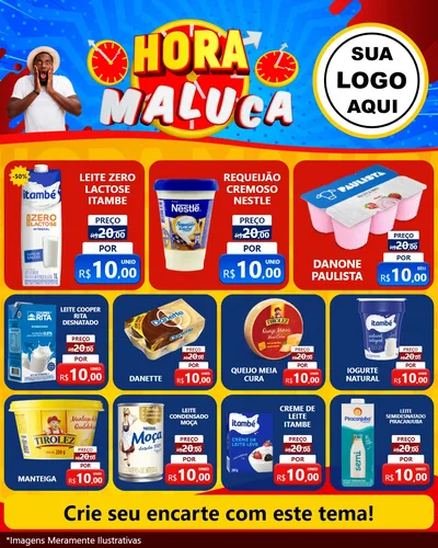 Modelo de Rede Social para Feed Instagram com o tema Hora Maluca para Frios e Laticínios