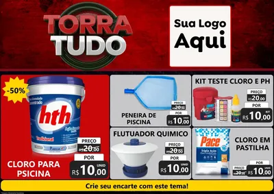 Modelo de Encarte para Encarte A4 Horizontal com o tema Torra Tudo para Produtos para Piscina