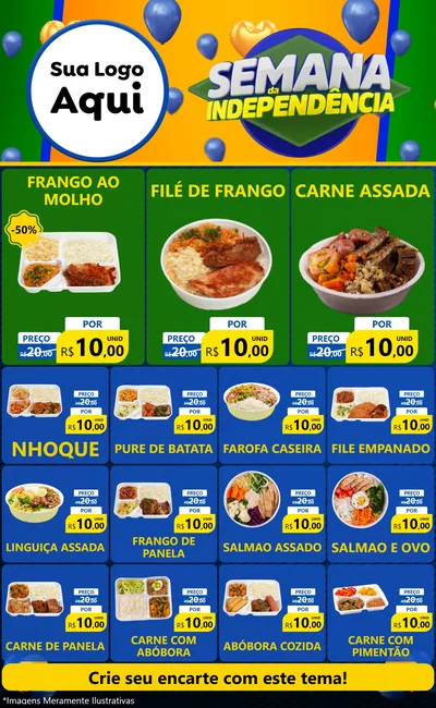 Modelo de Encarte para Encarte Grande com o tema Semana da Independência para Restaurante
