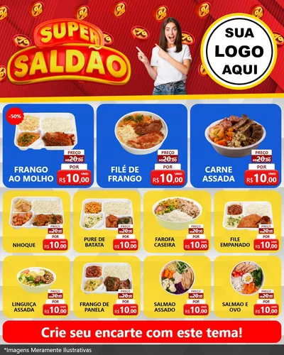 Modelo de Rede Social para Feed Instagram com o tema Super Saldão para Restaurante
