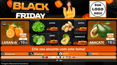 Modelo de TV para TV Horizontal com o tema Black Friday para Hortifrúti
