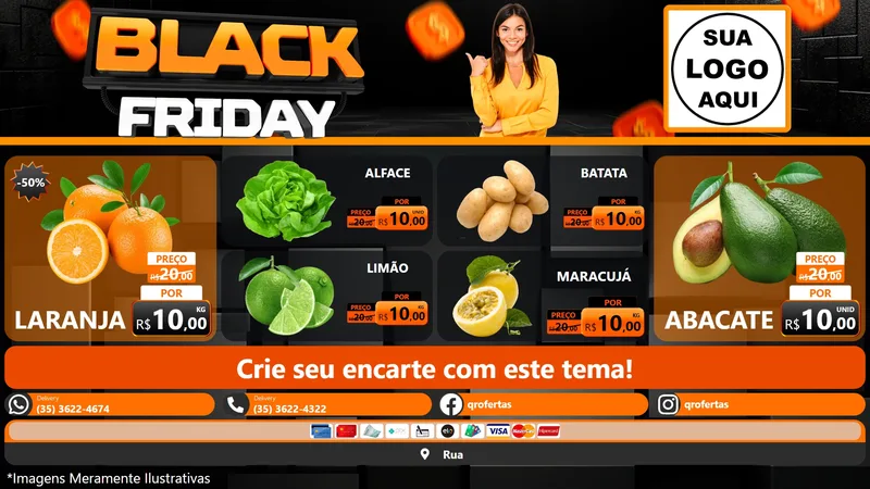Modelo de TV para TV Horizontal com o tema Black Friday para Hortifrúti