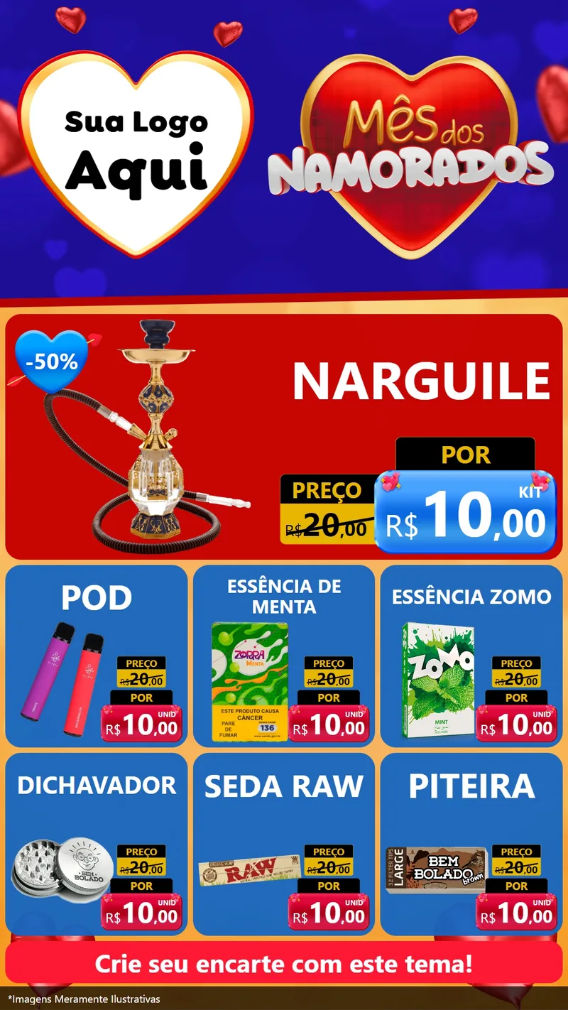 Modelo de Rede Social para Stories com o tema Mês dos Namorados para Tabacaria