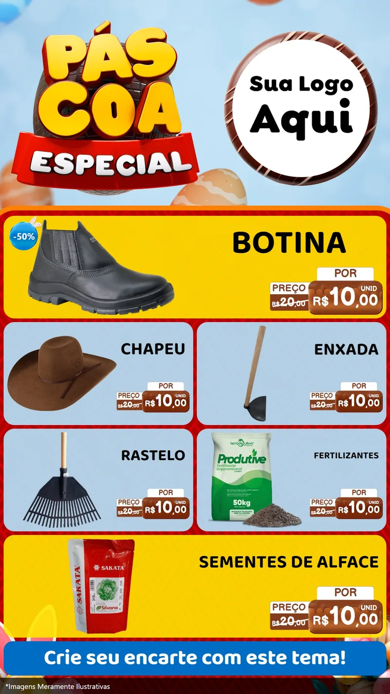 Modelo de TV para TV Vertical com o tema Páscoa Especial para Agropecuária