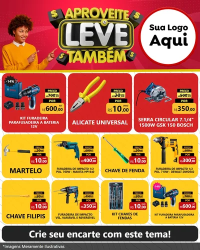 Modelo de Rede Social para Feed Instagram com o tema Aproveite e Leve Também para Maquinas e Ferramentas