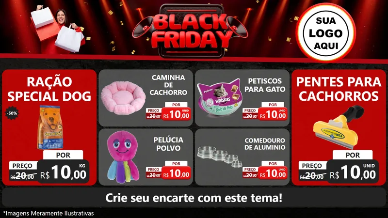 Modelo de TV para TV Horizontal com o tema Black Friday para Pet Shop