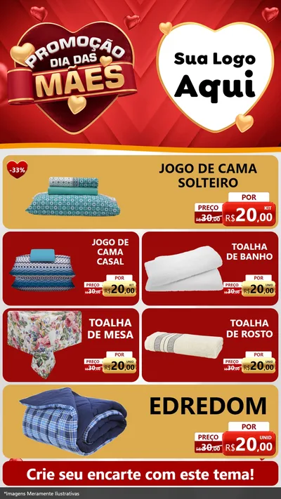 Modelo de TV para TV Vertical com o tema Promoção Dia das Mães para Cama, Mesa e Banho