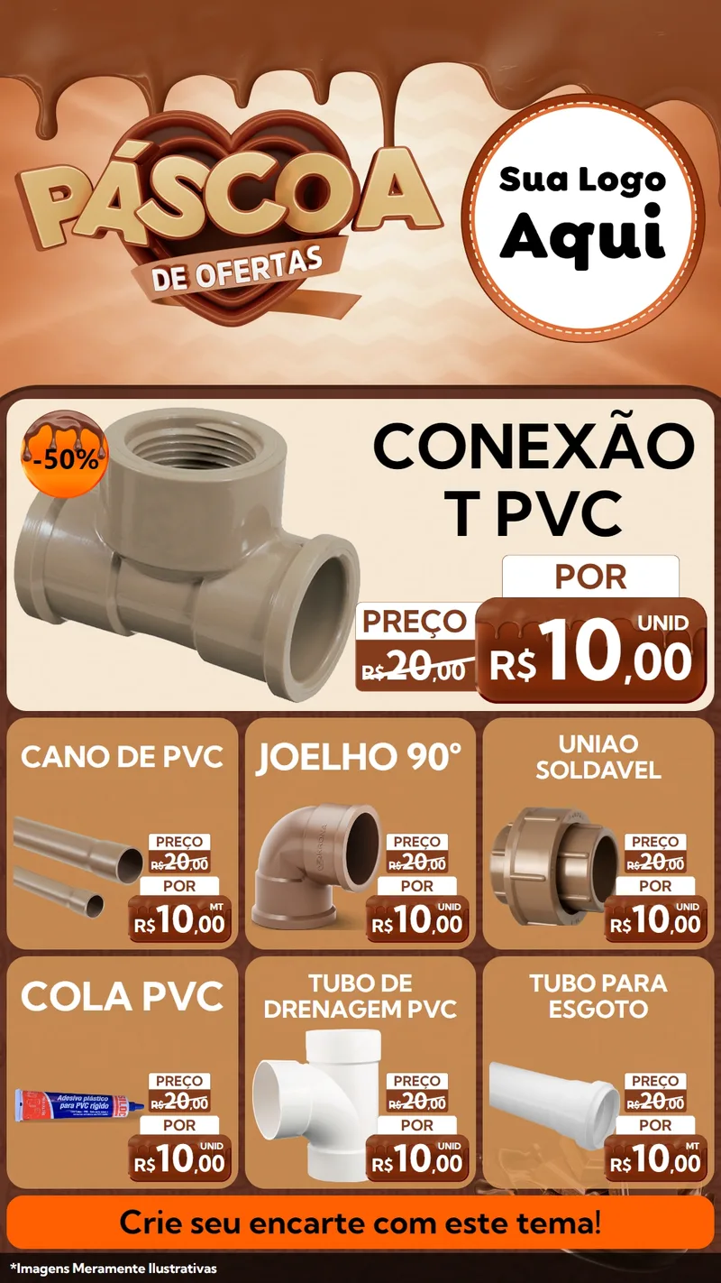 Modelo de Rede Social para Stories com o tema Páscoa de Ofertas para Tubos e conexões