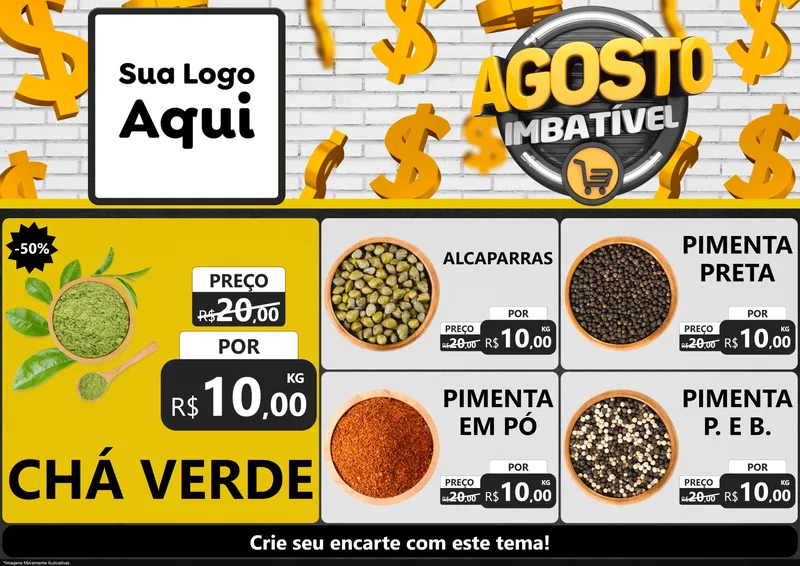 Modelo de Encarte para Encarte A4 Horizontal com o tema Agosto imbatível para Produtos Naturais