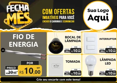 Modelo de Encarte para Encarte A4 Horizontal com o tema Fecha Mês para Materiais Elétricos