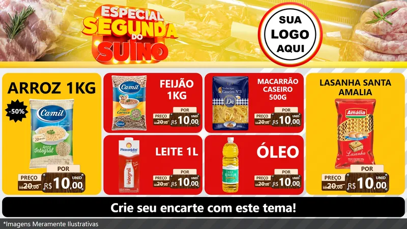 Modelo de TV para TV Horizontal com o tema Especial Segunda do Suíno para Supermercado