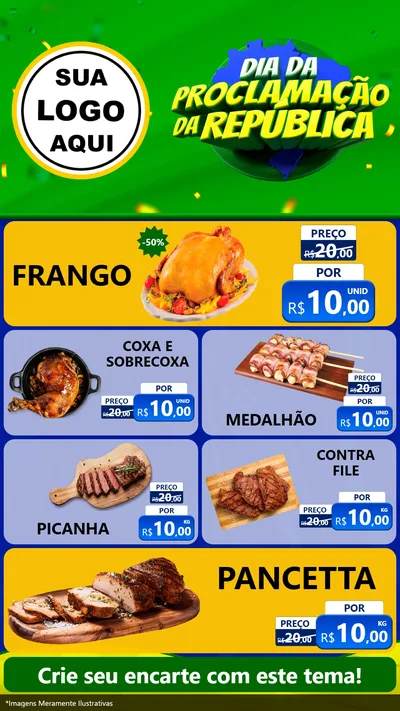 Modelo de TV para TV Vertical com o tema Dia Da Proclamação Da República para Assados