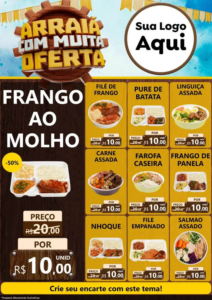 Modelo de Encarte para Encarte A4 Vertical com o tema Ofertas de São João - Junina para Restaurante
