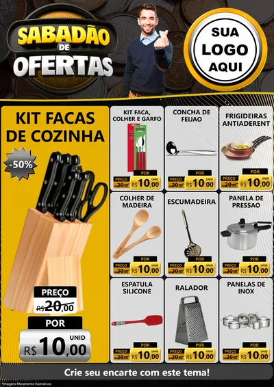 Modelo de Encarte para Encarte A4 Vertical com o tema Sabadão de Ofertas para Utilidades Domésticas