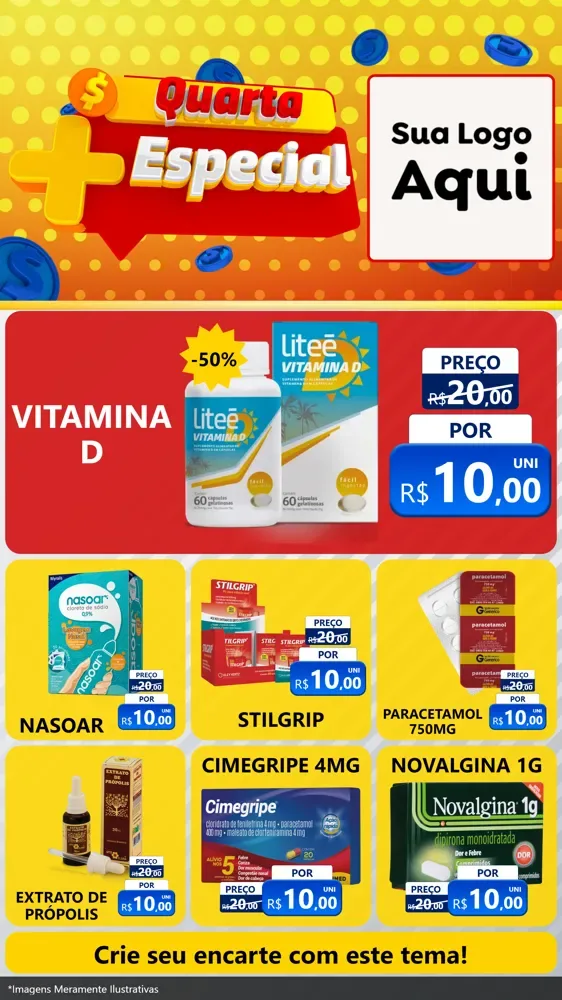 Modelo de Rede Social para Stories com o tema Quarta Mais Especial para Farmácia